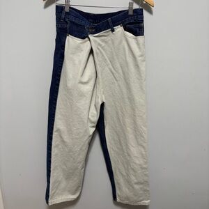 Caron Callahan Jeans Womens Small (29x23) Cross Over Denim Wide Leg Ladies Denim